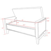 50" Light Gray and Black Upholstered Velvet Bench with Flip top, Shoe Storage